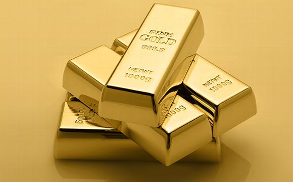 five 1 kilogram bars of gold